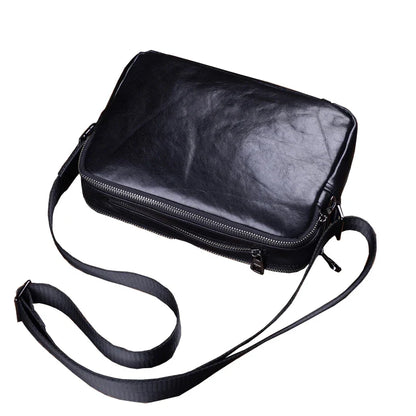 Handmade premium leather shoulder bag for men, featuring a cross-body design and retro-inspired style