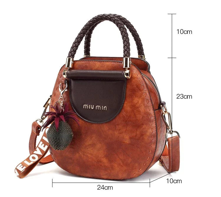 Fashionable women's one-shoulder diagonal bag in caramel, nude pink, black, wine red, and retro brown colours
