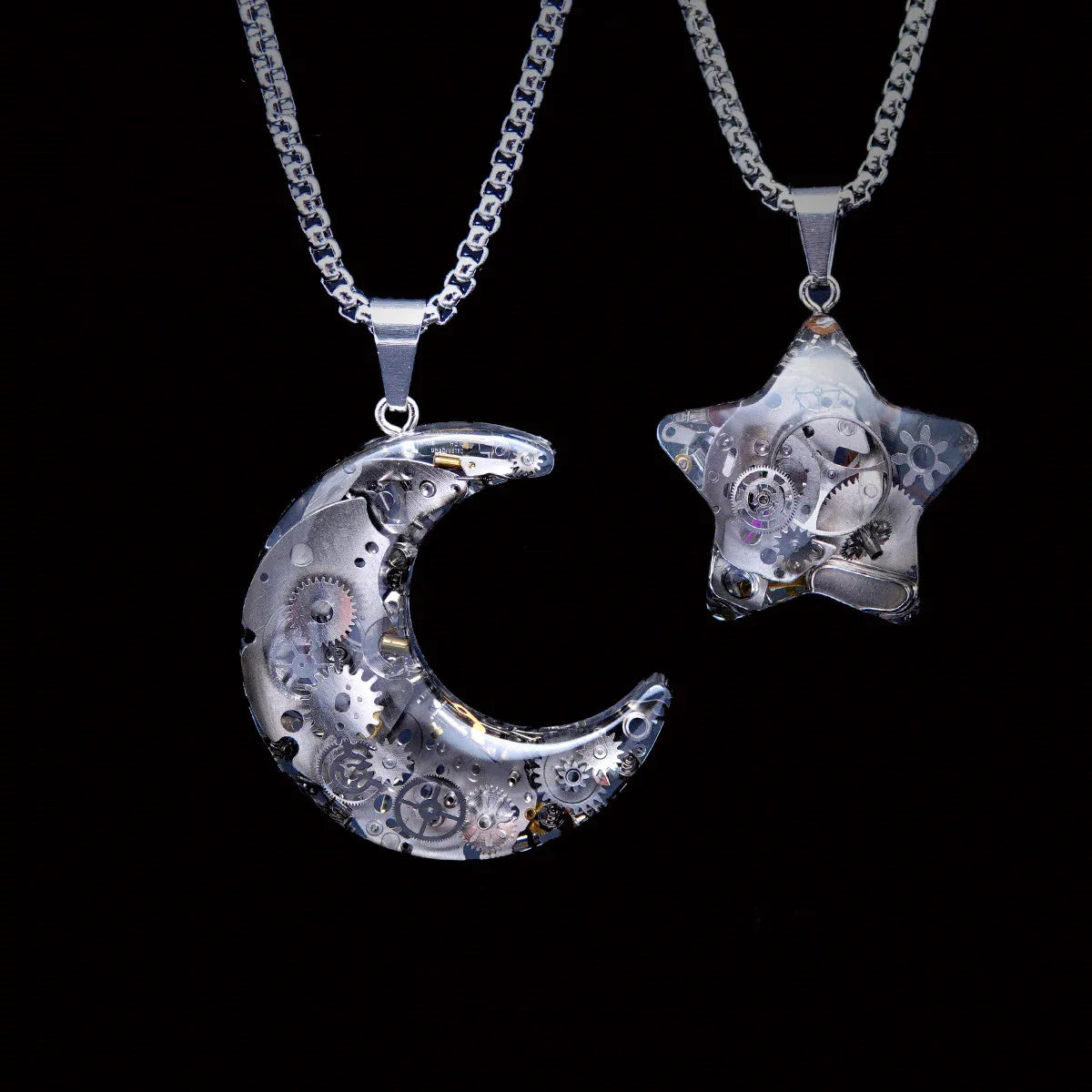 Celestial Allure: Stylish Star and Moon Necklace made of premium titanium steel with a captivating design of stars, moons, and celestial motifs