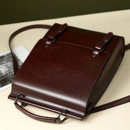 Premium genuine leather backpack with sleek design, organised interior, and comfortable straps for modern British lifestyles