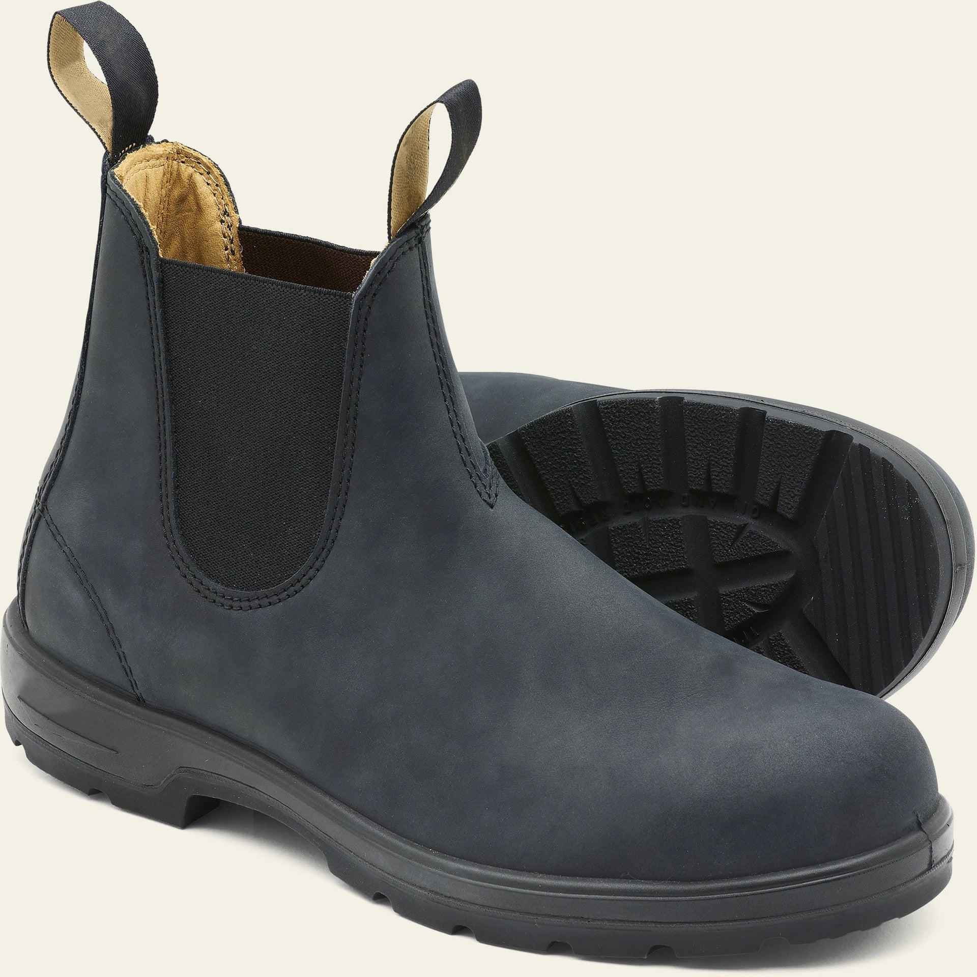 Pair of stylish Chelsea boots in black, made with high-quality materials and featuring a classic British design.
