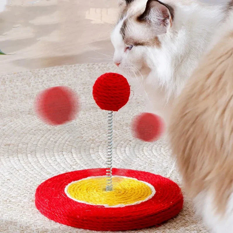 Premium cat scratch board with sisal material and interactive ball toy for feline entertainment and furniture protection