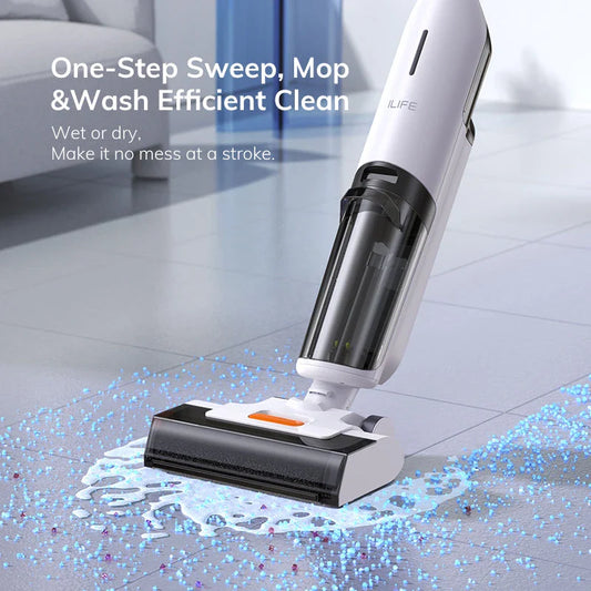Cordless wet and dry cleaning smart robotic mop with powerful suction, dual water tanks, and self-cleaning function for effortless home cleaning