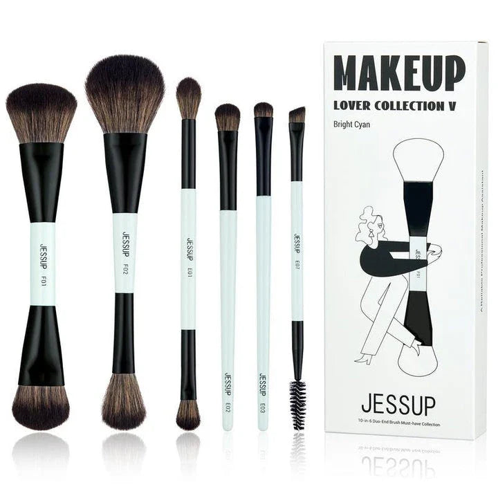 Premium makeup brush set with dual-ended design for flawless foundation, contour, blush, and eyeshadow application