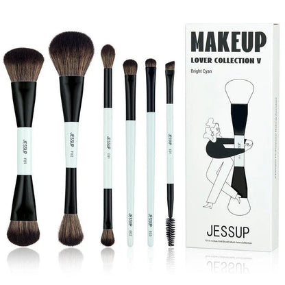 Premium makeup brush set with dual-ended design for flawless foundation, contour, blush, and eyeshadow application
