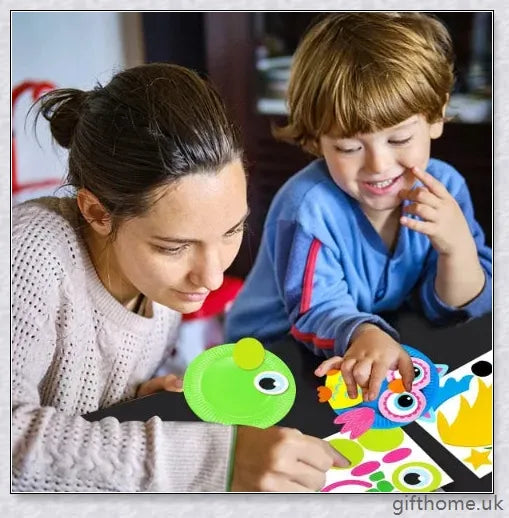 Colourful animal paper plate craft kit with various 3D paper plate animals