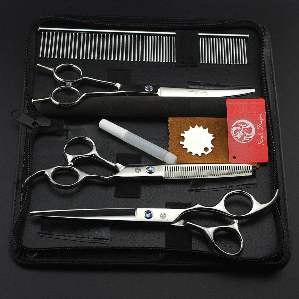 Premium Stainless Steel Pet Grooming Tools Set with Precision-Ground Scissors, Ergonomic Handles, and Comprehensive Accessories