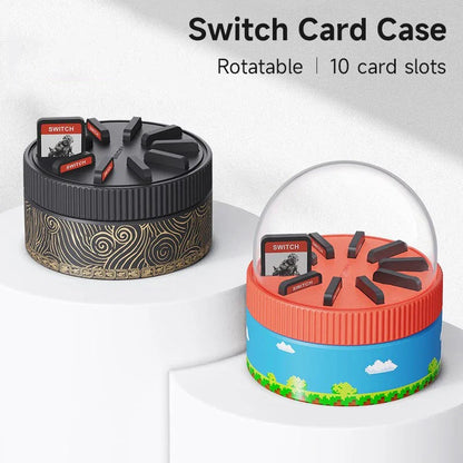 Rotating game card case for Nintendo Switch with 10 slots for storing game cards
