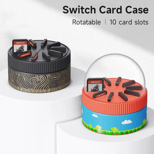 Rotating game card case for Nintendo Switch with 10 slots for storing game cards