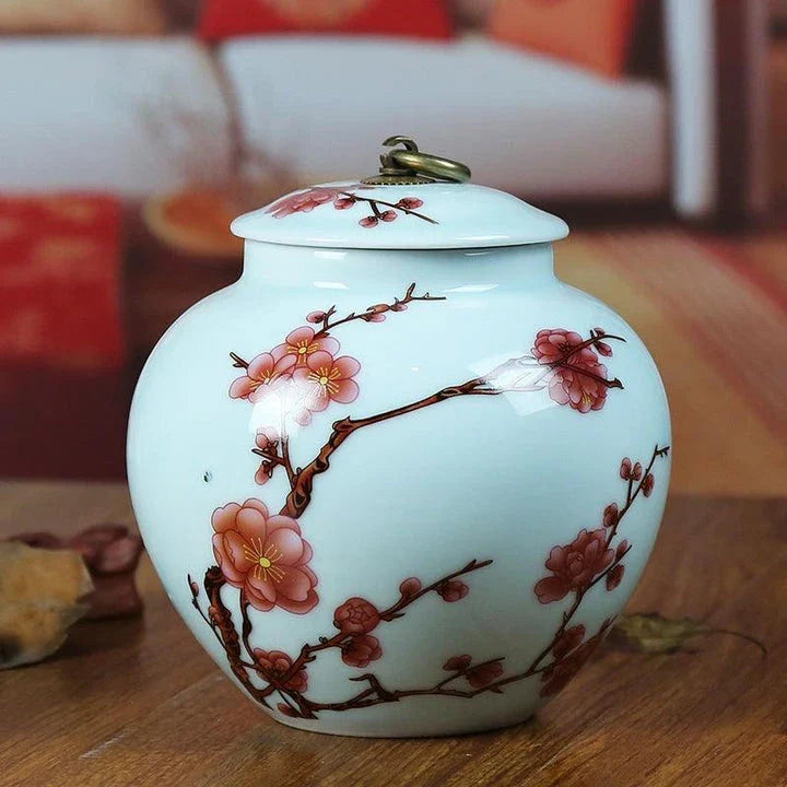 Handcrafted Asian-inspired ceramic tea jars with generous 250 ml capacity, perfect for storing and preserving a variety of loose-leaf teas