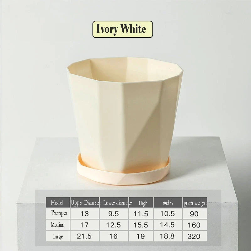 Nordic-style resin flower pot in grey, featuring a minimalist design and suitable for indoor use in UK homes and offices