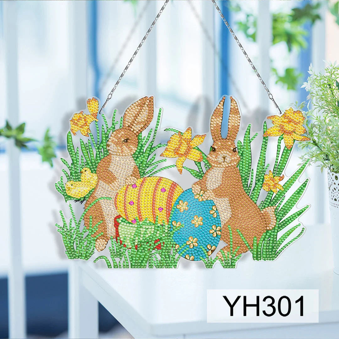 Premium PVC Easter bunny decorative hanging wall art for DIY diamond painting