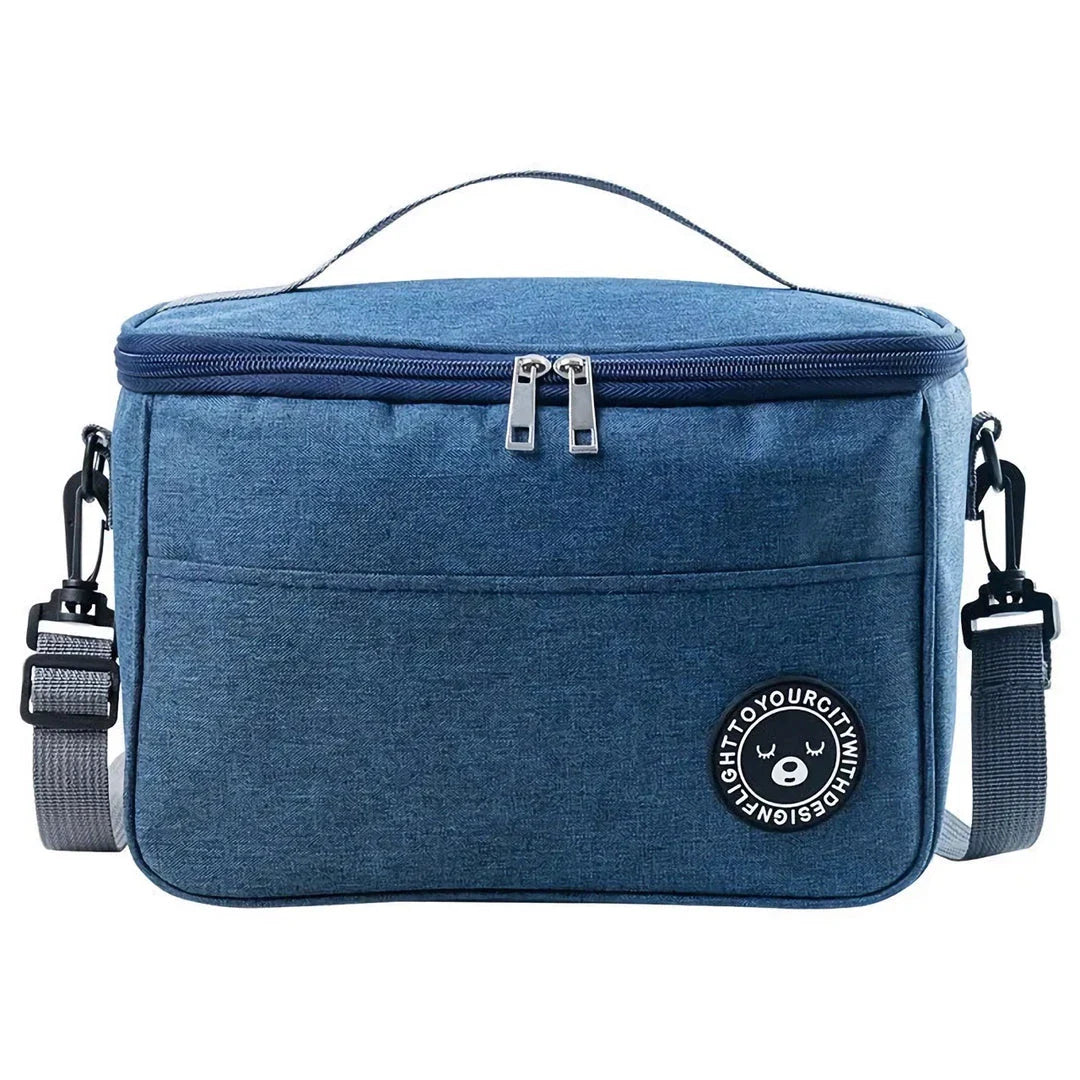 Premium thermal lunch bag in various colours, featuring insulation, waterproof design, and adjustable shoulder strap for busy UK professionals