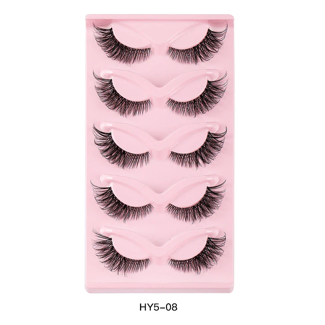 Pair of 3D cat eye and fox eye false eyelashes made from high-quality synthetic fibres for a natural, voluminous look