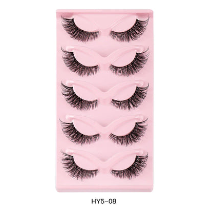 Pair of 3D cat eye and fox eye false eyelashes made from high-quality synthetic fibres for a natural, voluminous look