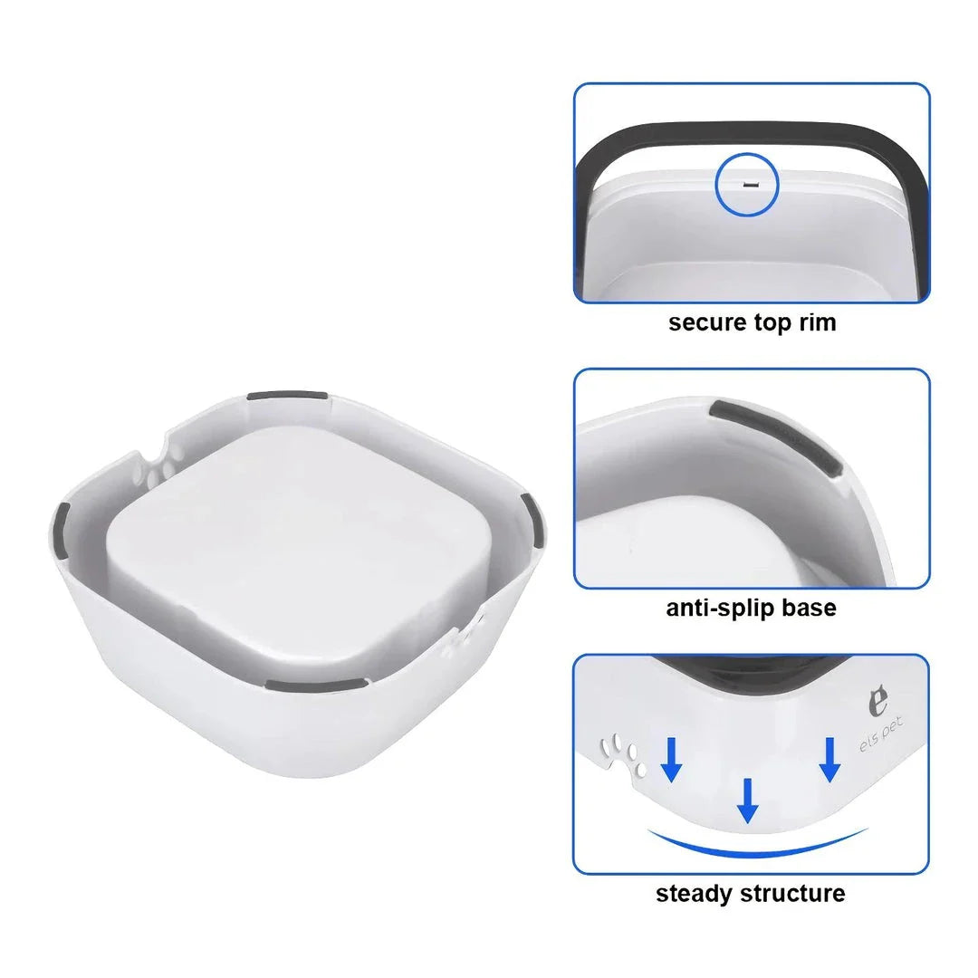 1L Splash Proof Pet Water Bowl in grey, with floating design to prevent spills and keep floors dry