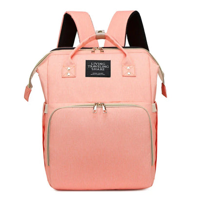 Multifunctional maternity diaper backpack with removable mosquito net, foldable crib, and water-resistant design for convenient family travel