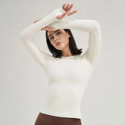 Premium Nylon Gym Top Yoga Shirt for Women in Coffee Colour