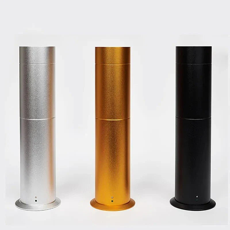 Elegant 120ml electric aroma diffuser with sleek metal design, perfect for creating a relaxing and inviting atmosphere in any setting