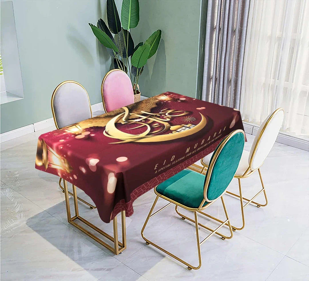 Elegant Muslim Ramadan table cloth with intricate Islamic-inspired design in various size options