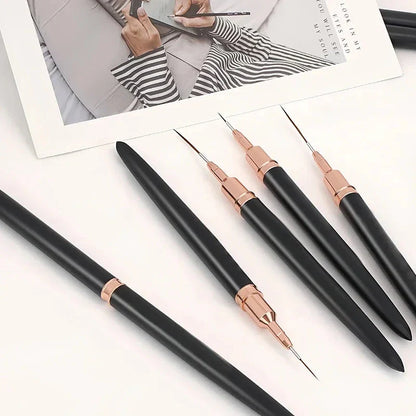 Professional Stripe Nail Art Brushes in various sizes for intricate nail art designs
