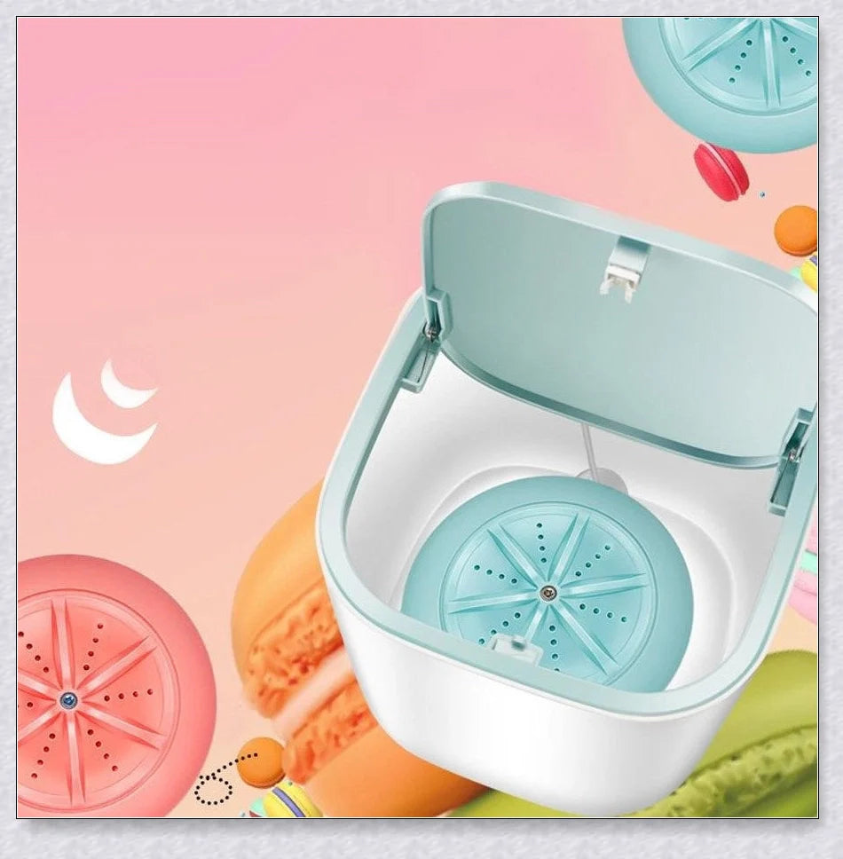 Compact, portable washing machine with customisable water levels and high-power cleaning capabilities