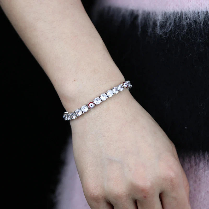 Elegant 5mm zircon tennis bracelet in silver or gold with adjustable length options