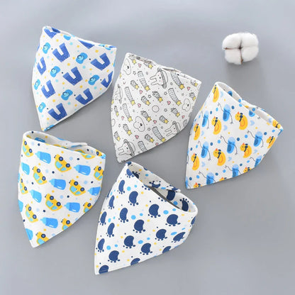 Stylish cotton baby bandana bibs in various fashionable prints, designed to keep your little one dry and comfortable.