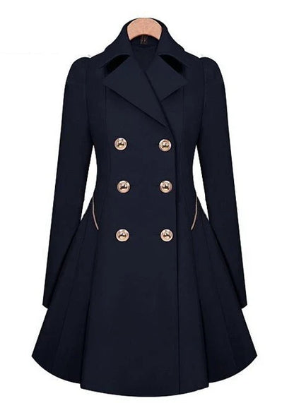 Sleek and sophisticated medium-length commuter coat in black, beige, and blue colours for British professionals