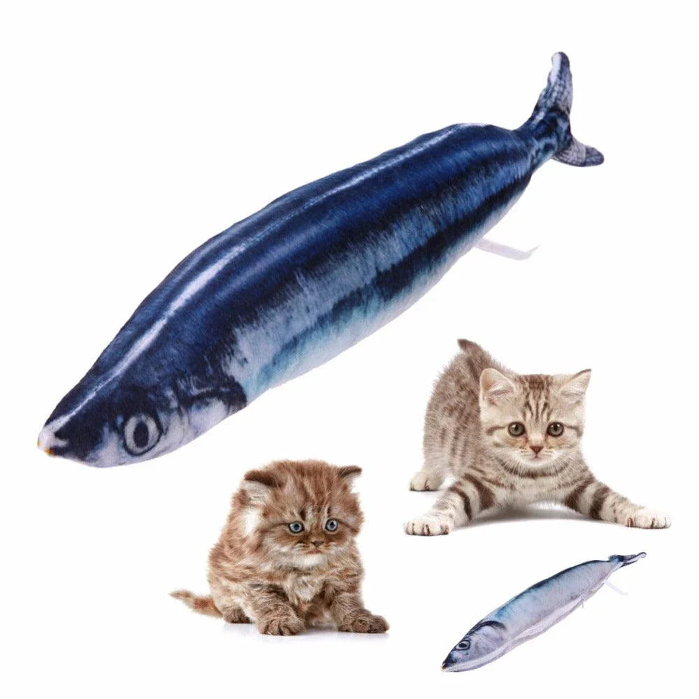 Charming fish-shaped pet toy with plush construction and catnip scent, perfect for active playtime and snuggling with cats and small dogs.