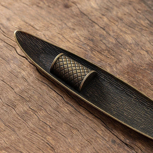 Elegant copper incense holder with Bodhi leaf design for peaceful home decor
