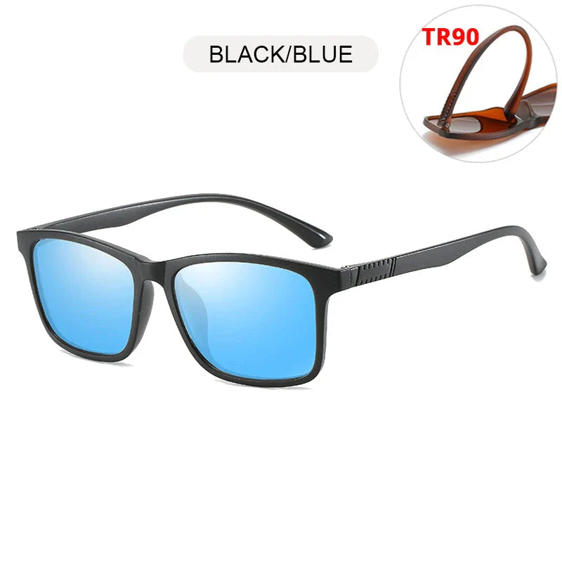 Classic Square Polarised Sunglasses with Plastic Titanium Frame and UV Protection
