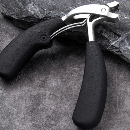 Heavy-duty curved nail clippers made of stainless steel with anti-splash storage for managing thick toenails and providing comfortable nail care for the elderly