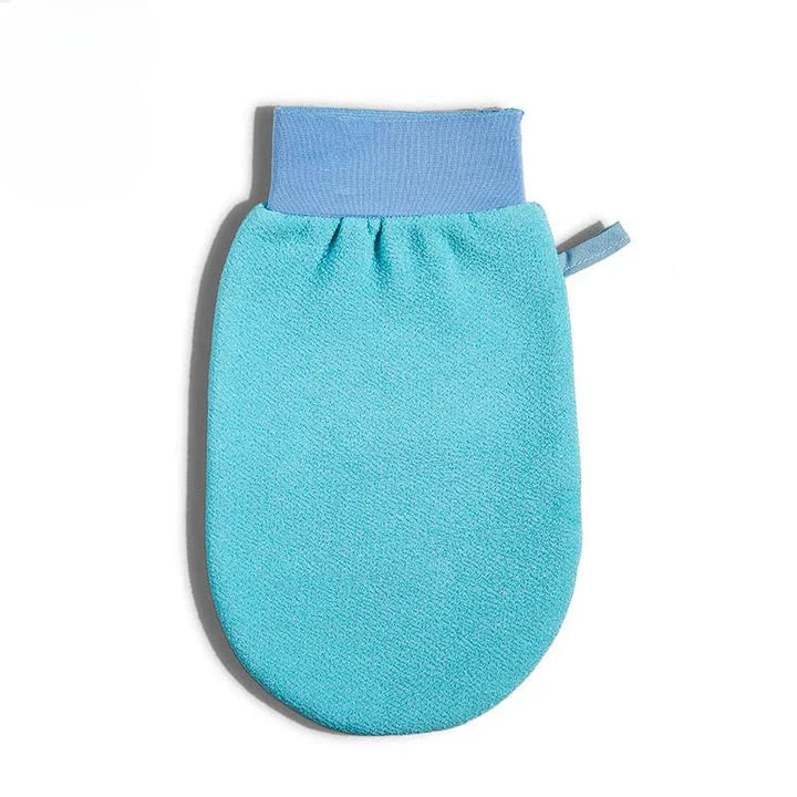 Premium exfoliating body scrub mitt made of viscose fibre for soft, smooth skin