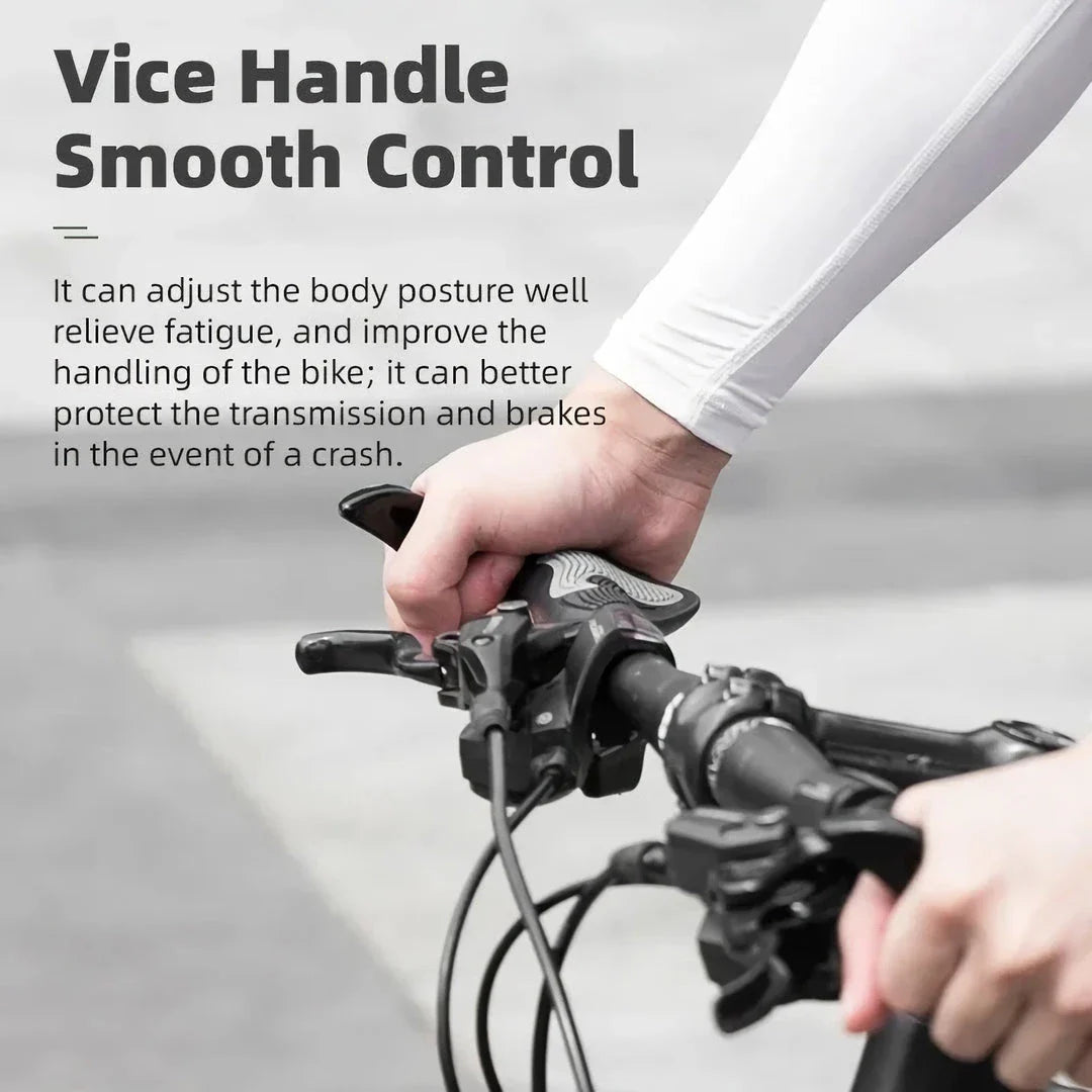Premium black mountain bike sheep horn grips with adjustable vice handlebar and shock-proof design