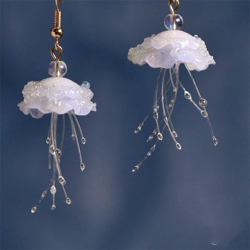 Elegant cloud-like jellyfish earrings with a captivating marine-inspired design, perfect for fashion-forward women in the UK