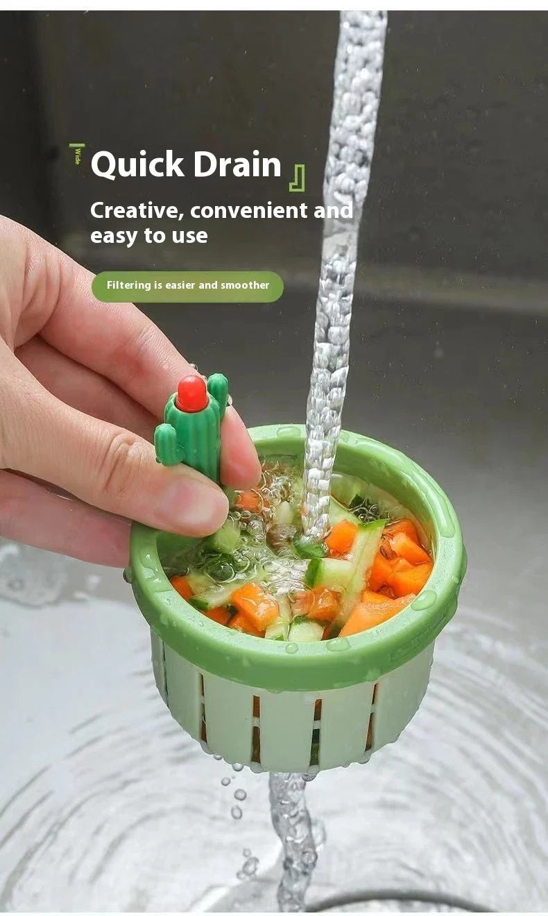 Elegant green cactus-inspired sink filter basket with effective debris trapping capabilities