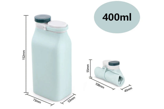 Compact and stylish folding cup made of soft silicone, available in various colours, perfect for on-the-go refreshment