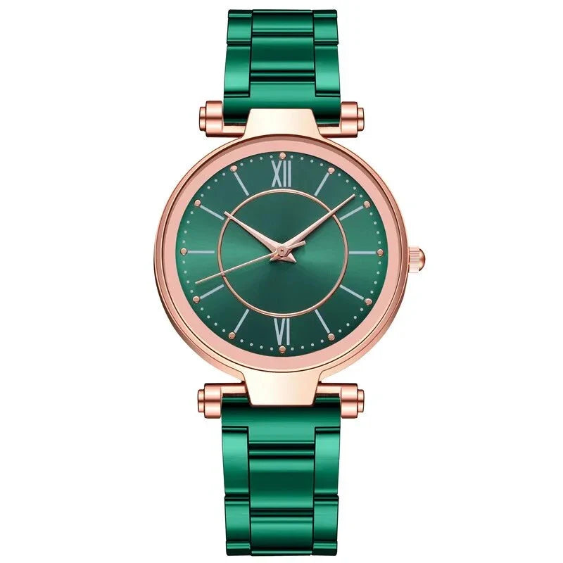 Exquisite rose gold stainless steel ladies' quartz watch with a classic, elegant design