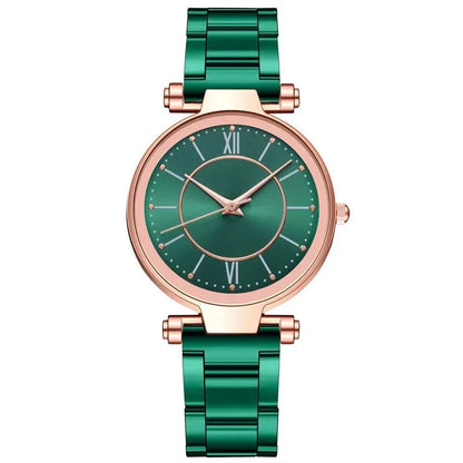 Exquisite rose gold stainless steel ladies' quartz watch with a classic, elegant design