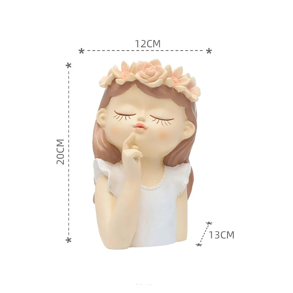 Charming 7.8-inch fairy girl planter made of high-quality resin with hand-painted details, perfect for succulents and small plants
