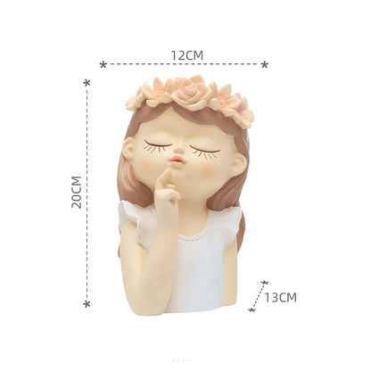 Charming 7.8-inch fairy girl planter made of high-quality resin with hand-painted details, perfect for succulents and small plants