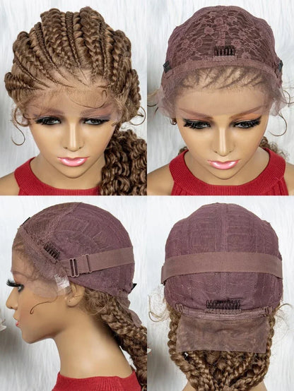 Luxurious lace braided African wig in various colour options, handcrafted for a natural, sophisticated look