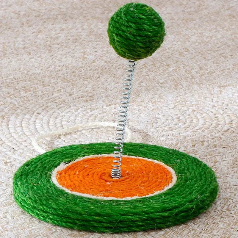 Premium cat scratch board with sisal material and interactive ball toy for feline entertainment and furniture protection