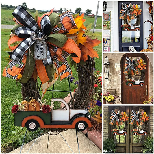 Vibrant orange Christmas wreath with a 35cm diameter, designed to add festive charm to your front door