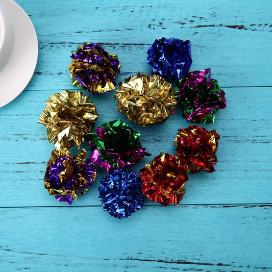 Premium multicolour crinkle balls made of foil paper, designed for cats to play and enjoy