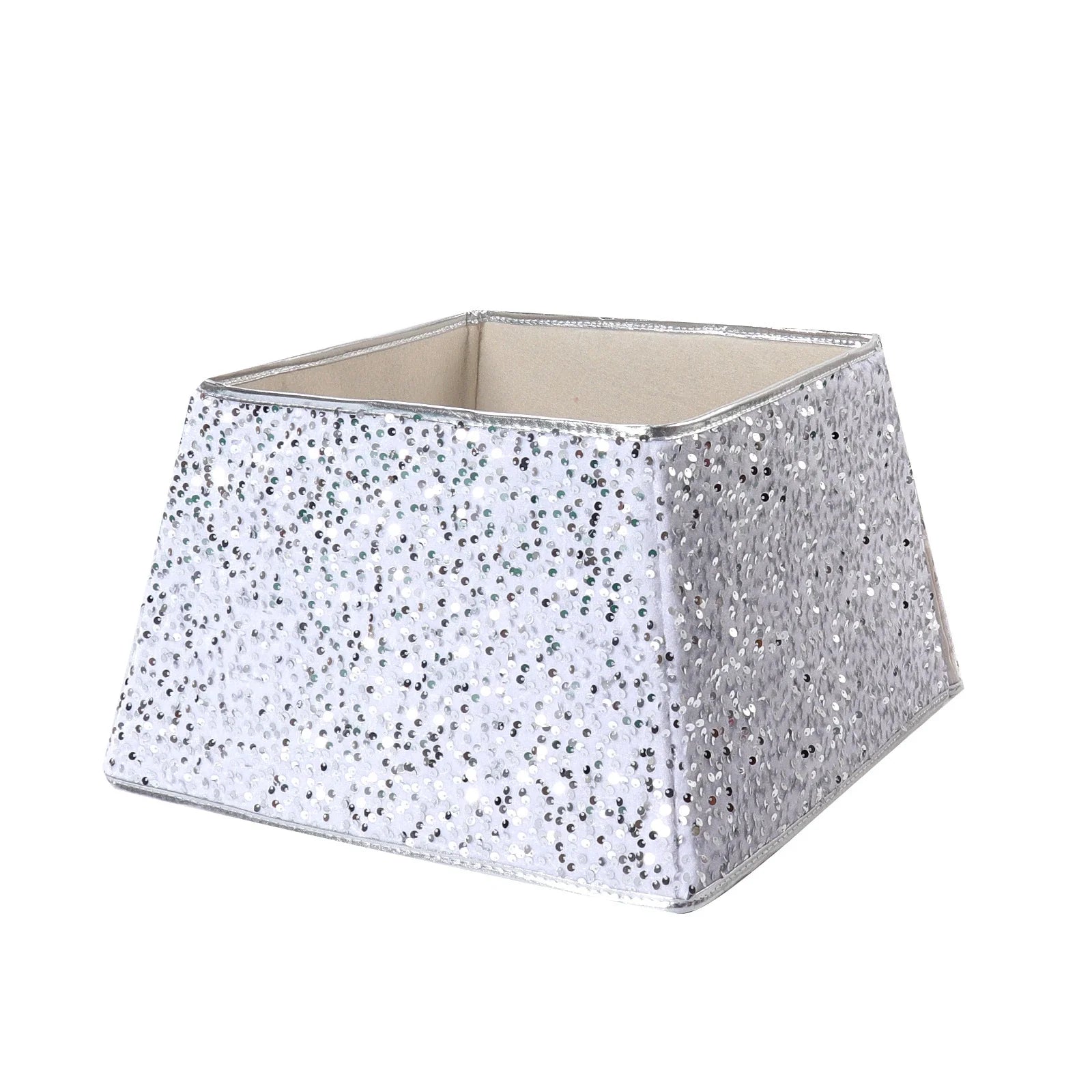 Shimmering sequin Christmas tree skirt in a range of festive colours, adding elegance and sophistication to holiday decor