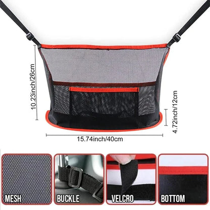 Car Seat Storage and Safety Net - Multi-Functional Organiser and Pet Barrier for Tidy and Secure Car Interior