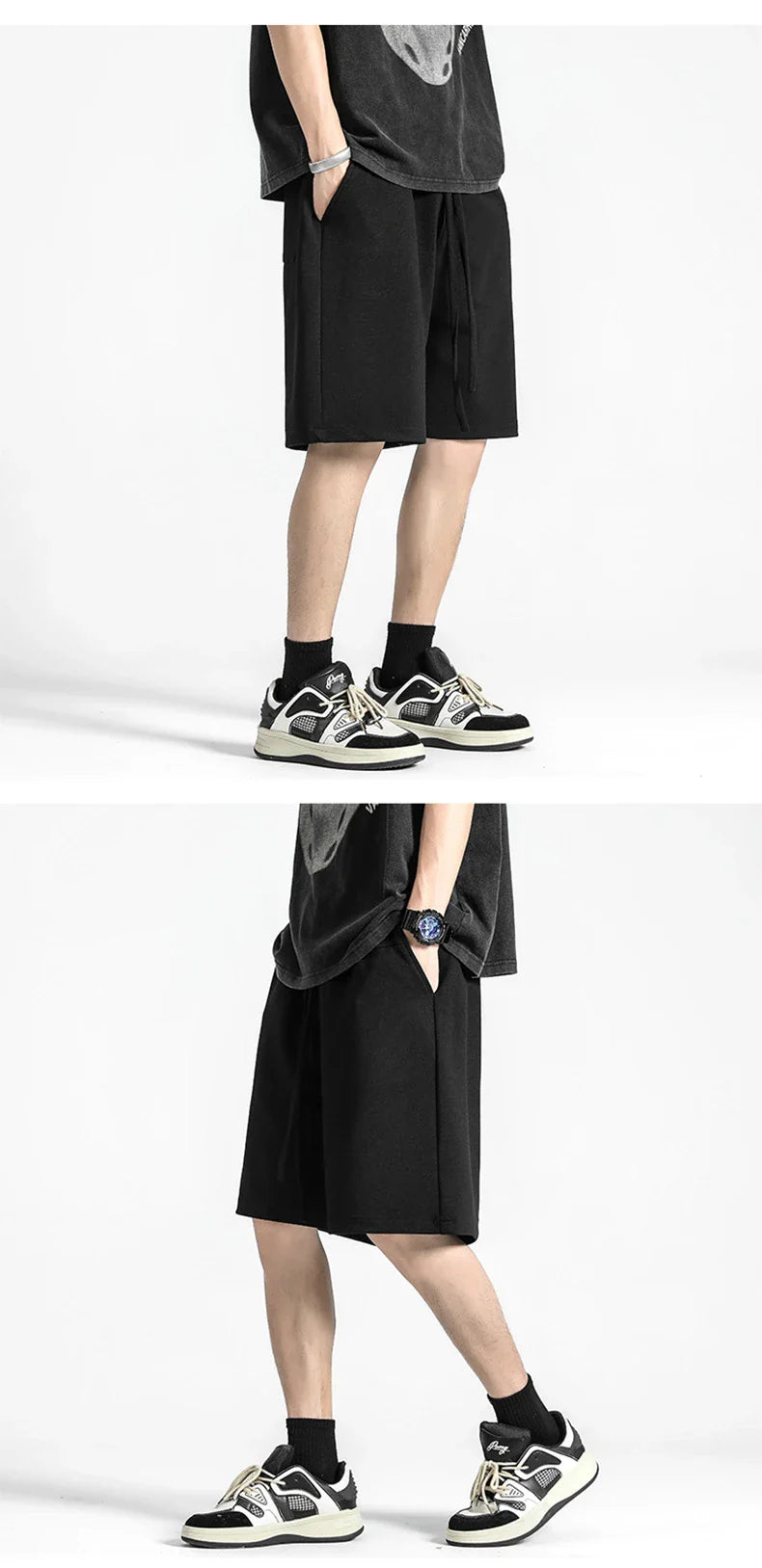 Premium straight-fit drawstring trousers in white, khaki, and black colours for stylish British men