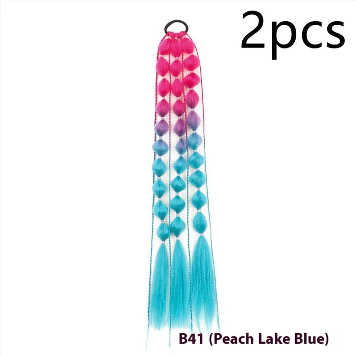 Elegant bubble braid wig in various vibrant lantern-inspired colours